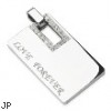 Stainless Steel Gem Paved Square "Love Forever" Engraved Pendant