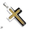 Stainless Steel IP Gold Center Screen Cross Pendant