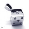 Stainless steel jeweled dice pendant