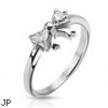 Stainless Steel Ring with CZ Bow