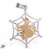 Stainless steel web pendant with gold colored spider