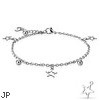 Star, Ball, And Heart Dangling Charm Chain 316L Stainless Steel Anklet/Bracelet