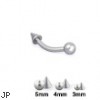 Steel ball and cone eyebrow ring, 16 ga