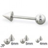 Steel ball and cone straight barbell, 14 ga