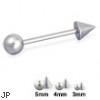 Steel ball and cone tongue ring , 16 ga