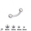 Steel ball curved barbell, 16 ga