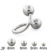 Steel ball spiral barbell, 14 ga