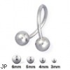 Steel ball spiral barbell, 16 ga