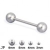 Steel Ball Straight Barbell, 16 Ga