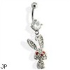 Steel Belly Ring with CZ covered bunny