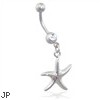 Steel belly ring with dangling starfish