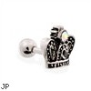 Steel cartilage barbell with jeweled crown top