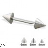 Steel cone straight barbell, 14 ga