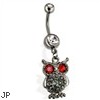 Steel Hematite Vintage Owl with Red Eyes