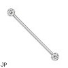 Steel Industrial Barbell With Crystal Balls, 14 Gauge