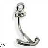 Steel Ship anchor curved eyebrow barbell with Gems
