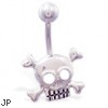 Steel skull belly button ring