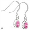 Sterling Silver Earrings  with Bezel Set Pink Tourmaline Oval