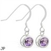 Sterling Silver Earrings with 5mm Bezel Set round 5mm Alexandrite