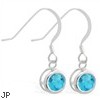 Sterling Silver Earrings with 5mm Bezel Set round 5mm Aquamarine