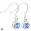 Sterling Silver Earrings with 5mm Bezel Set round 5mm Blue Zircon