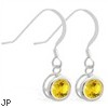 Sterling Silver Earrings with 5mm Bezel Set round 5mm Citrine