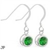 Sterling Silver Earrings with 5mm Bezel Set round 5mm Emerald