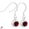 Sterling Silver Earrings with 5mm Bezel Set round 5mm Garnet