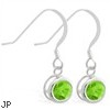 Sterling Silver Earrings with 5mm Bezel Set round 5mm Peridot