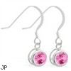 Sterling Silver Earrings with 5mm Bezel Set round 5mm Pink Tourmaline