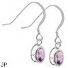 Sterling Silver Earrings with Bezel Set Alexandrite Oval