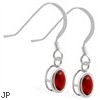 Sterling Silver Earrings with Bezel Set Garnet OvaL