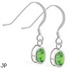 Sterling Silver Earrings with Bezel Set Peridot Oval