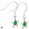 Sterling Silver Earrings with dangling Emerald jeweled star