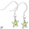 Sterling Silver Earrings with dangling Peridot jeweled star
