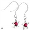 Sterling Silver Earrings with dangling Ruby jeweled star