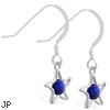 Sterling Silver Earrings with dangling Sapphire jeweled star