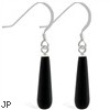 Sterling Silver Earrings With Long Dangling Black Onyx Teardrop