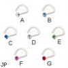 Sterling silver jeweled nose screw, 20 ga