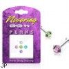 Sterling silver nose pin pack with round assorted colored gems, 20 ga