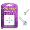 Sterling silver nose pin pack with triangle assorted colored gems, 20 ga