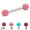 Straight barbell with acrylic checkered balls, 12 ga