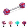 Straight barbell with acrylic checkered balls, 14 ga