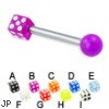 Straight barbell with acrylic die and ball, 12 ga