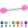 Straight barbell with acrylic layered ball, 12 ga