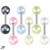 Straight barbell with acrylic pearl coated balls, 14 ga