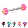 Straight barbell with acrylic star balls, 12 ga