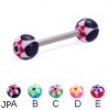 Straight barbell with acrylic star balls, 14 ga