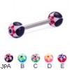 Straight barbell with acrylic star balls, 14 ga