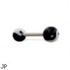 Straight barbell with acrylic ying-yang balls, 14 ga